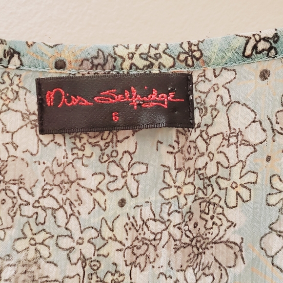 Vintage Miss Selfridges floral sheer tank tops with ruffles, size small - Picture 7 of 8